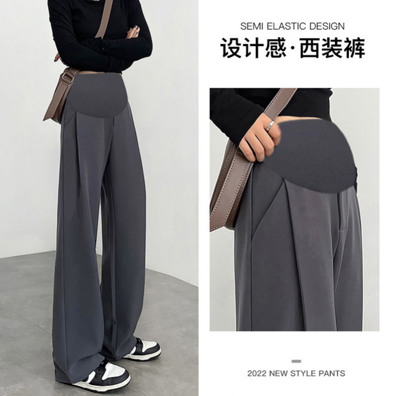 Pregnant women's suit pants 2025 spring and autumn outdoor wear professional drape loose slim straight leg pants mop pants