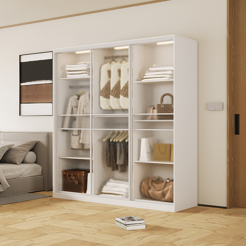 Pequeño apartamento de almacenamiento armario de montaje armario de almacenamiento ropa simple colgando armario de alquiler del hogar dormitorio económico image 3