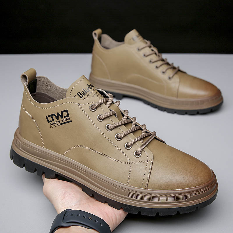 Autumn Thin Chelsea Boots Men's Boots British Style Martin Boots Men's Low-top Workwear Boots High-top Platform Men's Shoes Leather Boots