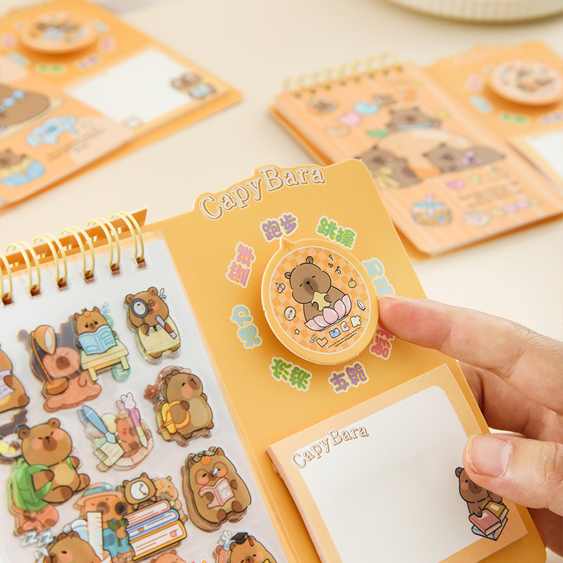 Libro de notas de Kapibala Pegatinas creativas Pegatinas de notas tres en uno Papelería divertida para estudiantes de alto valor al por mayor