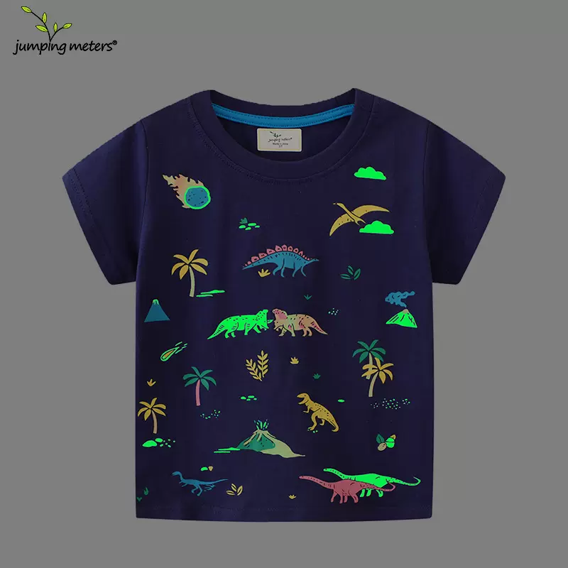 欧美童T恤动物王国恐龙世界图案男童T恤夏季欧美卡通上衣儿童短袖