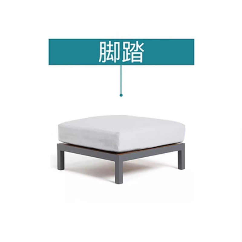 Nórdico al aire libre de aleación de aluminio sofá patio al aire libre vino muebles al aire libre sofá teca sofá jardín Silla de ratán