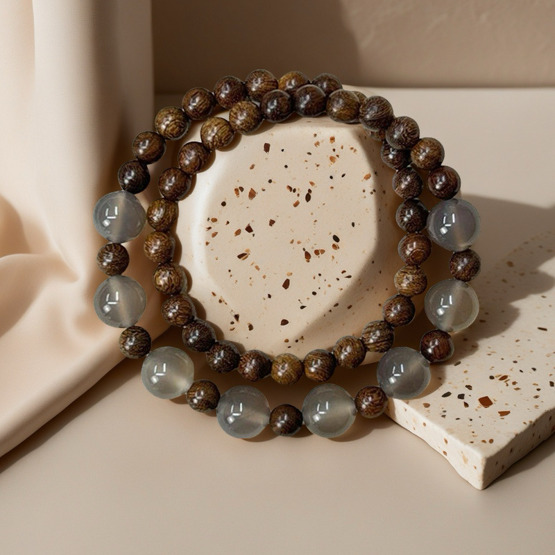 Nueva pulsera de cuentas de paisaje de estilo chino de la mitad de la ciudad Doble capa para usar una pulsera antiguo retro versátil