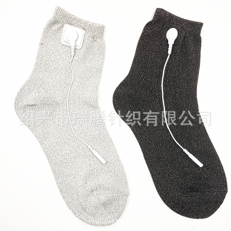 Al por mayor fibra de plata seda calcetines DDS negro gris antibacteriano conductor pulso electroterapia más cuero fisioterapia Calcetines