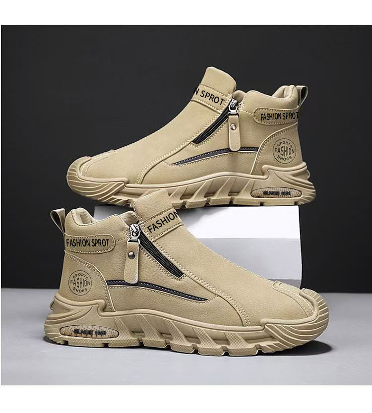 Giày lười nam cổ cao lót nhung giữ ấm, đế cao su chống trượt, kiểu dáng thể thao — CF56-1 Kaki, CF56-1 màu xám chi tiết 16