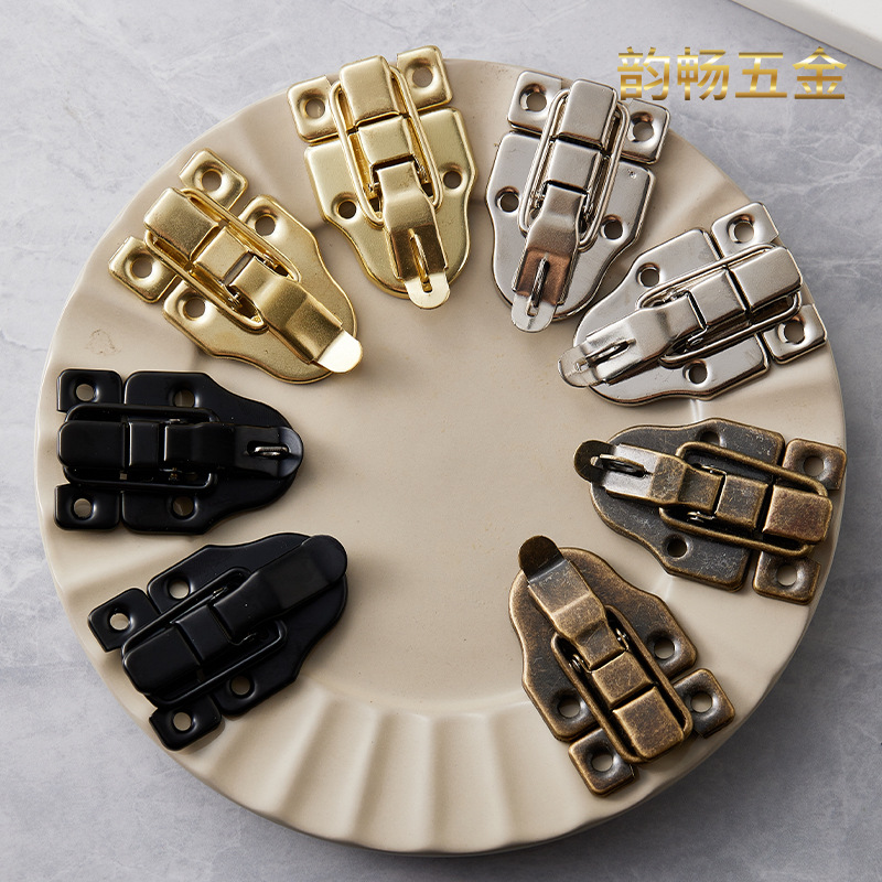 Black and White Duckbill Buckle Packaging Accessories Antique Tin Case Buckle with Lock Buckle Wooden Case Tin Case Buckle Wholesale