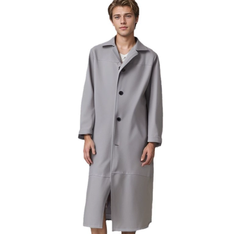 Мужской длинный плащ-тренч из полиуретана PU, slim fit, длинная линия, стильная куртка (S–5XL)