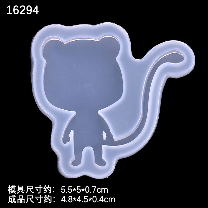 Espejo 7 gato gatito Fox ciervos resina UV cristal epoxi molde DIY accesorios de la joyería parche herramienta