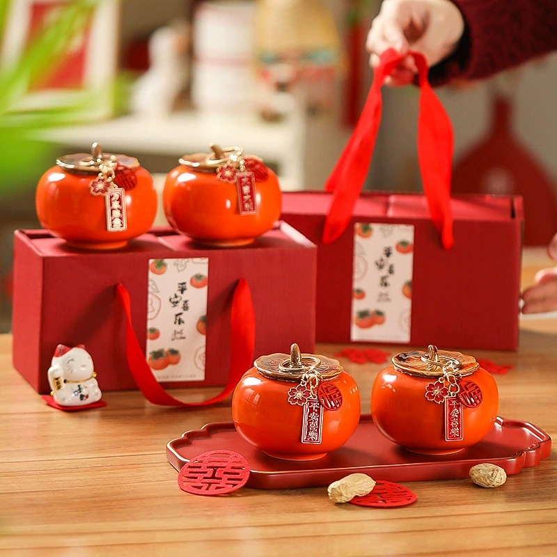 Персимон Руюи персиковые украшения Ceramic Gift Box Housewarming Wedding Gifts Living Room Decoration Spring Festival Housewarming Decoration Wholesale