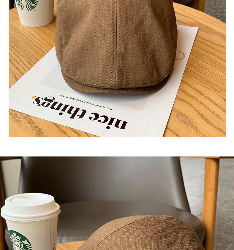 Unisex Basic Retro Solid Color Curved Eaves Beret Hat display picture 2