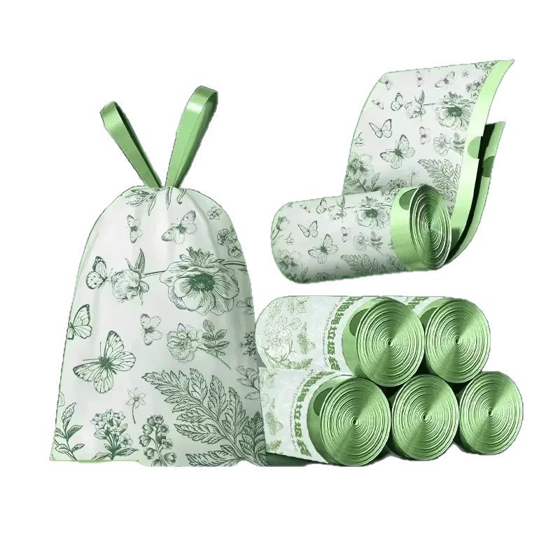 【加厚艾草】免撕手提式香氛自动抽绳收口垃圾袋加大厨房家用塑料|undefined