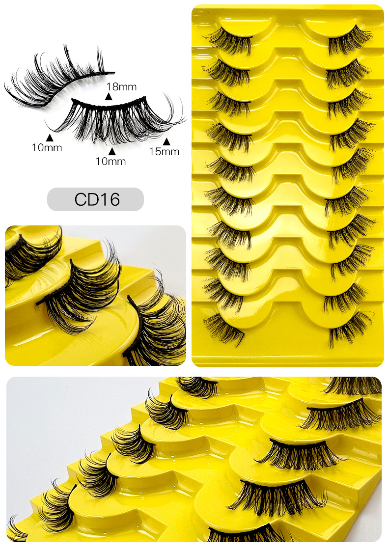 European and American cross border hot selling 10 pairs of chemical fiber half eye false eyelashes natural simulation thick curled eyelashes wholesale_voghion.com