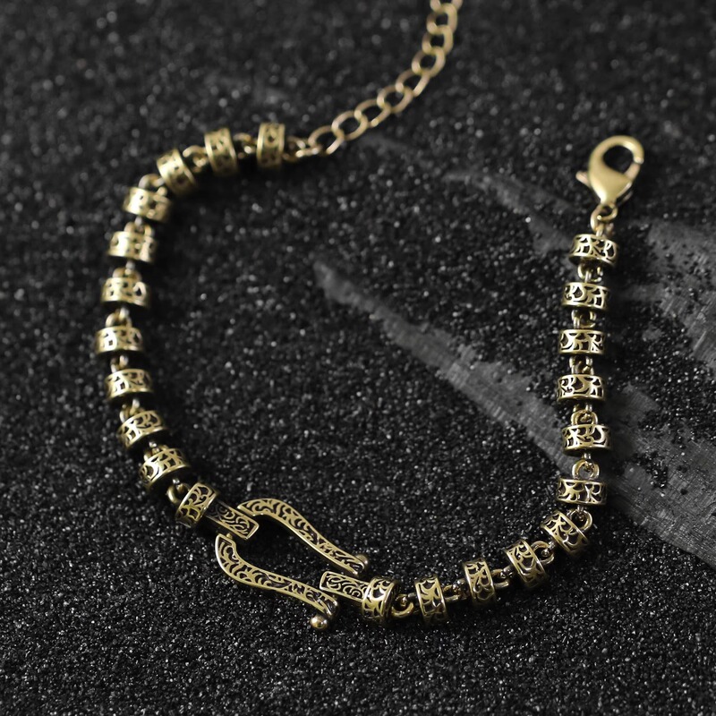 Niche Design Ancient Golden U-Shaped Tang Grass Horseshoe Bracelet Women's Fashion Vintage Old All-Match Heavy Industry High-Grade Jewelry