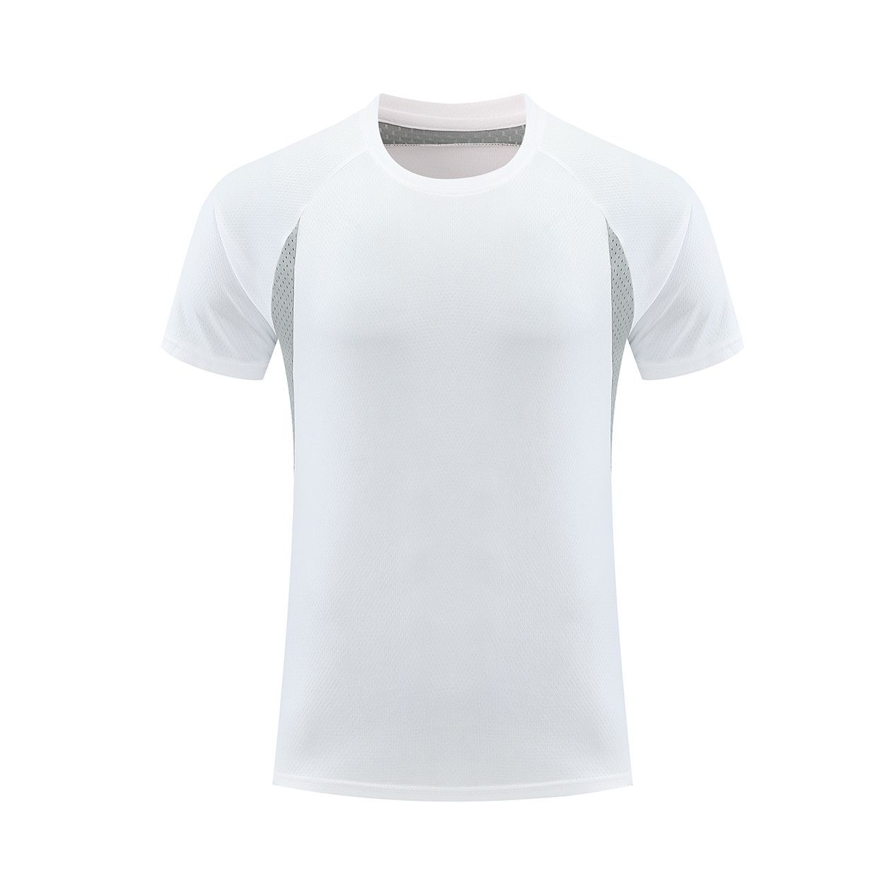 Hombre deportivo ocio mangas cortas T gran agujero de ventilación color combinado ropa de trabajo de secado rápido impresión logotipo camiseta ropa deportiva fitness