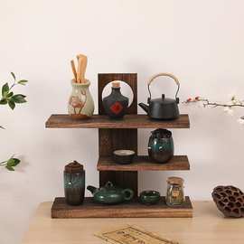 桌面博古架实木中式茶具茶架置物架茶壶架子多宝阁展示博古架