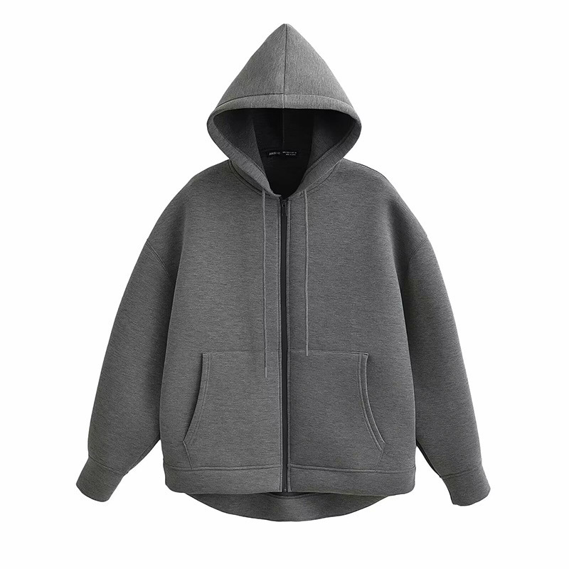 スポットヨーロッパとアメリカのクロスボーダー冬レトロスウェットシャツジッパートレーナーファッション長袖ストリートパーカー女性コート|undefined