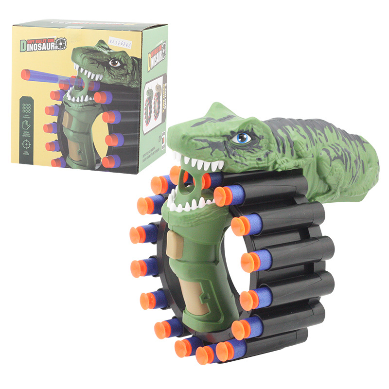 Transfronterizo Amazon niños dinosaurio pulsera manual continua pistola de bala suave tiro bala suave pistola de juguete fábrica al por mayor
