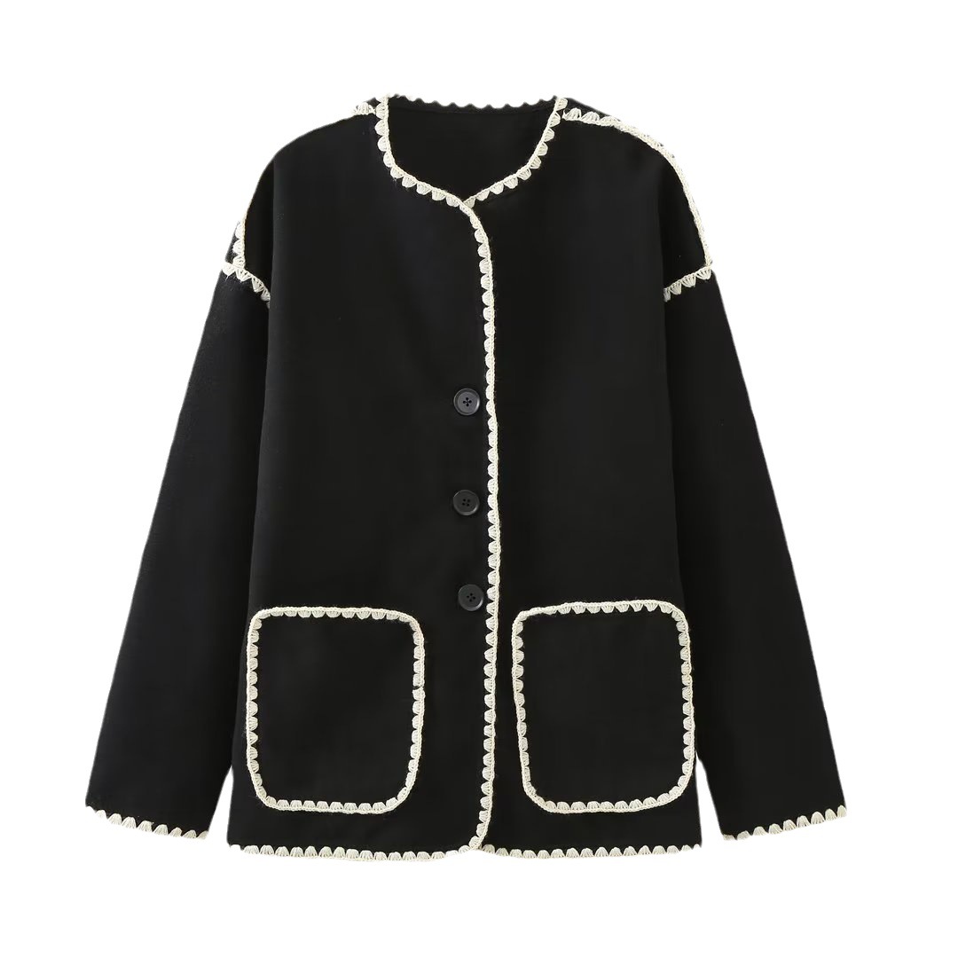 Abbigliamento donna autunno piccolo profumo stile contrasto colore temperamento casual con sciarpa cappotto giacca di lana bifacciale_voghion.com