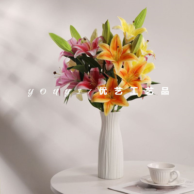 3d31 Lily Artificial Flower Home Furnishing decorate Decoration Artificial flower Cross border Artificial Flowers Lily