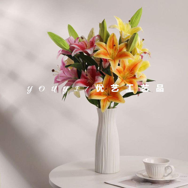 3d31 Lily Artificial Flower Home Furnishing decorate Decoration Artificial flower Cross border Artificial Flowers Lily