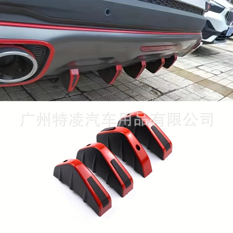 4-Piece Universal Abs Car Modified Rear Bumper Diffuser Spoiler Rear Bumper Lip Diffuser Anti-Scratch and Collision Protection