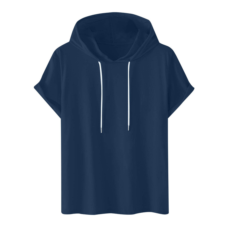 Short-sleeved summer hooded sweater men's cotton blank solid color T-shirt loose casual T-shirt direct wholesale