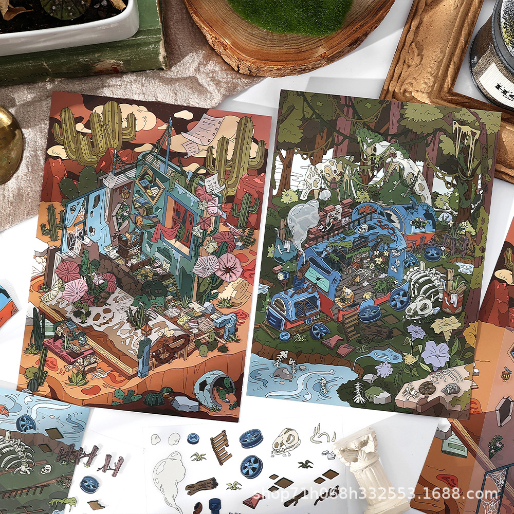 Infeelme está abierto hoy en la quinta bala de 3D paisajismo stickers innovación pequeño libro rojo nuevo paisajismo DIY cabina