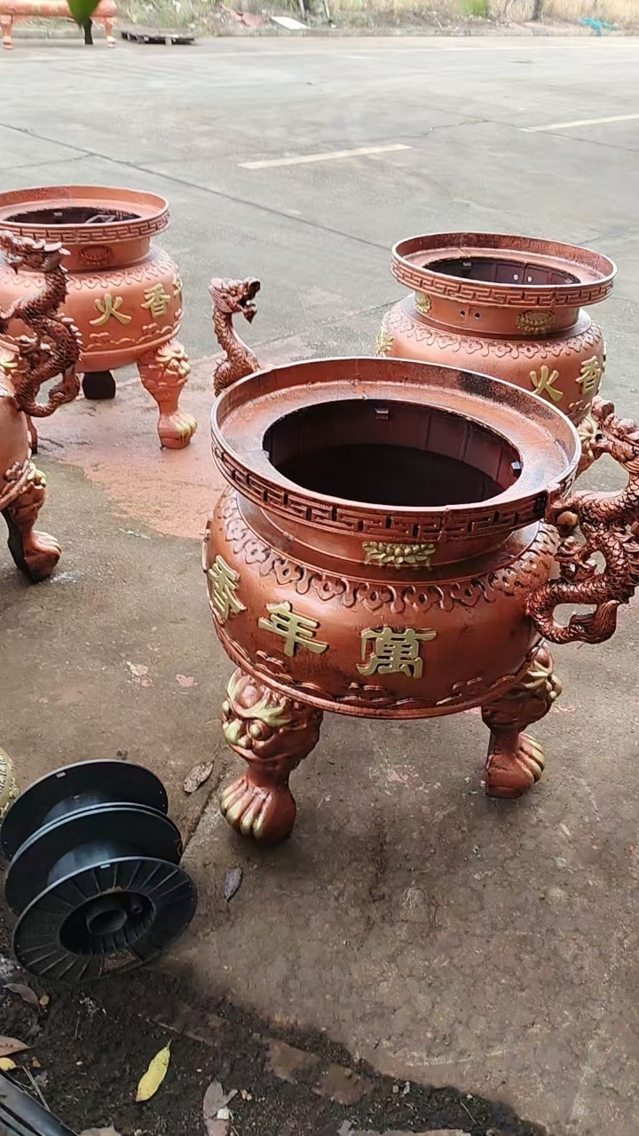 铸铁圆形双龙香炉烧香焚纸室内外寺庙道观祠堂尼姑庵祭祀供奉