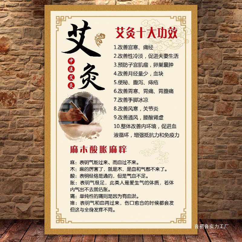 艾灸宣传挂图中医养生美容美体理疗拔罐广告图片刮痧海报墙贴画