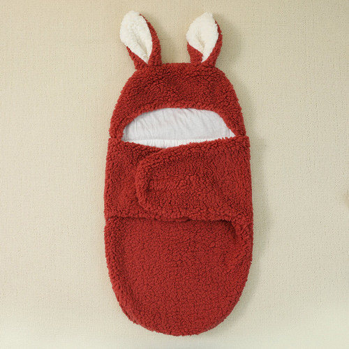 AIAIMR Spring and Autumn Thin Solid Lamb Wool Baby Wrap with Diaper Pockets and Cotton Inner Sleeping Bag for Newborn