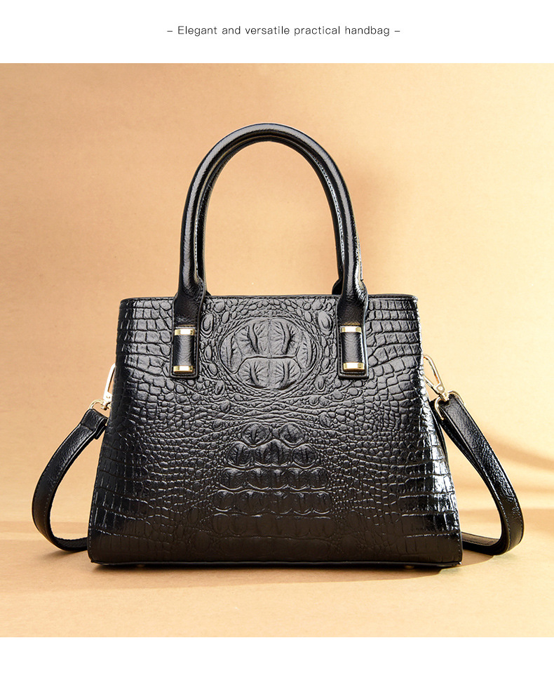 Elegant Crocodile Pattern Leather Handle Bag For Women_voghion.com