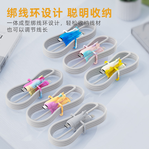Phone data cable protective sleeve 2-in-1 bundle storage band silicone Apple cable wire anti-break charging cable head cover