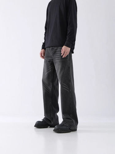 Vintage American High Street Cleanfit Men's Wide Leg Loose Straight Leg Tapered Pants Spring and Autumn New Arrival