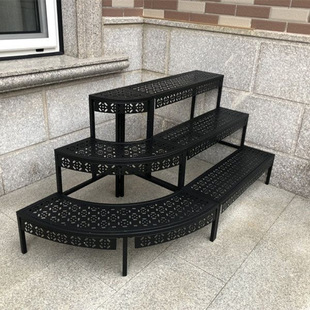 Iron Courtyard Outdoor Multi-Layer Flower Rack Floor-Standing Balcony Three-Layer Storage Rack Succulent Indoor Balcony Flower Pot Rack
