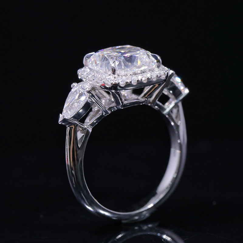 Luxury Full Diamond 5 Carat Cushion Diamond Ring Female Diamond Open Ring Wholesale display picture 9