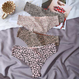 东南亚虾皮跨境性感豹纹丁字裤女纯棉无痕T裤women's thong panty