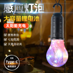 七彩复古户外LED太阳能露营帐篷充电钨丝泡球泡夜市摆摊应急灯