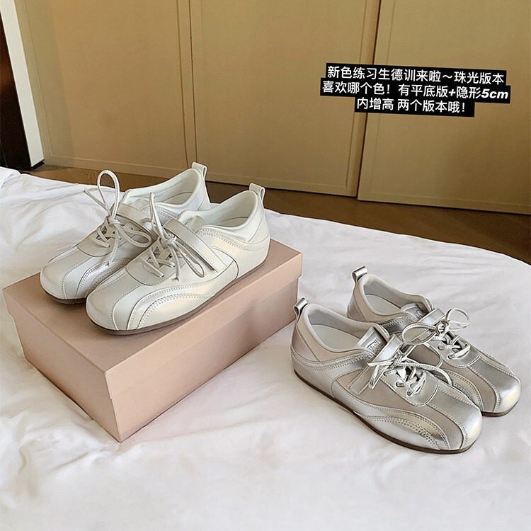 【Lan Gui】New Color Trainee Style~5Cm Height-Increasing Satin Velcro Casual Ballet Shoes for Women Racing Shoes 【Lan Gui】New Color Trainee Style~5Cm Height-Increasing Satin Velcro Casual Ballet Shoes for Women Racing Shoes