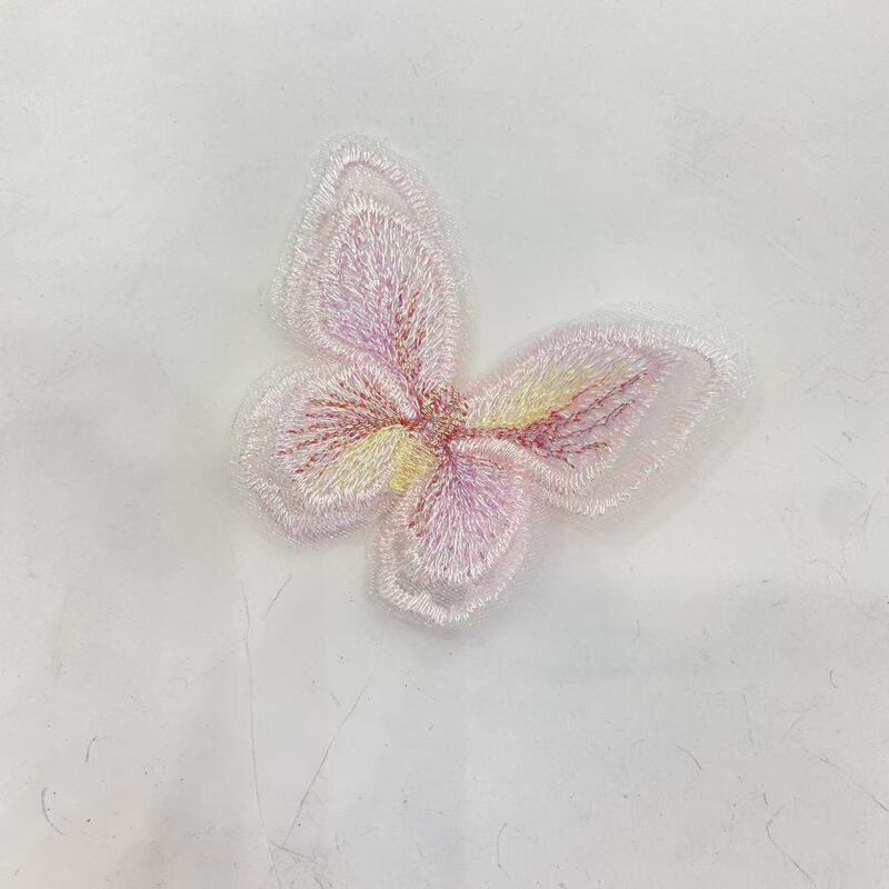厂家直销服装辅料刺绣补丁贴彩色双层幻彩欧根纱刺绣蝴蝶布贴|undefined