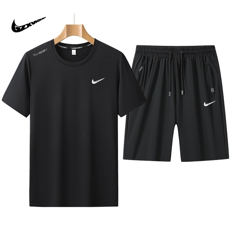 Men's Ice Silk Quick-Drying Short-Sleeved Shorts Summer Couple's Thin Sports Running Loose Half-Sleeved T-Shirt Two-Piece Set Men's Ice Silk Quick-Drying Short-Sleeved Shorts Summer Couple's Thin Sports Running Loose Half-Sleeved T-Shirt Two-Piece Set