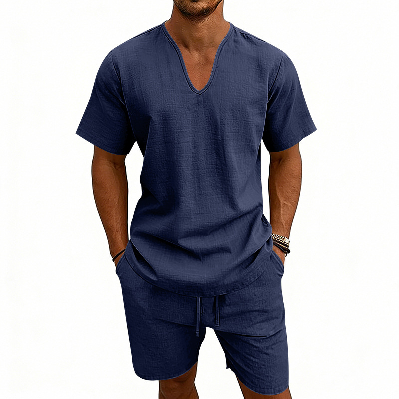 Herren Kurzarmhemd Und Shorts Set Für Den Sommer Im Urlaub_voghion.com