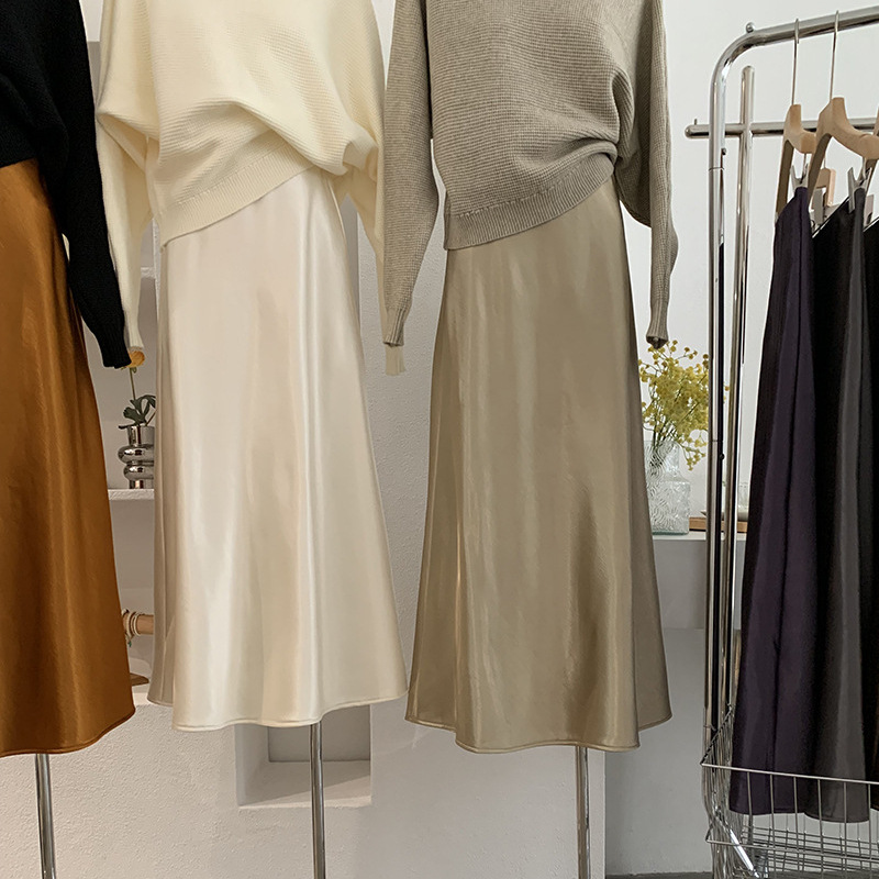 Omalai High-End Velvet Thickeneded Acetate Satin Skirt Women's Winter Glossy Fishtail Long Skirt 5527