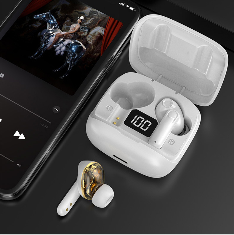 真のデュアルダイナミックコイルデジタルディスプレイステレオワイヤレスTWS Bluetoothイヤホン、インイヤー型、携帯電話用ユニバーサル高価値イヤホン|undefined