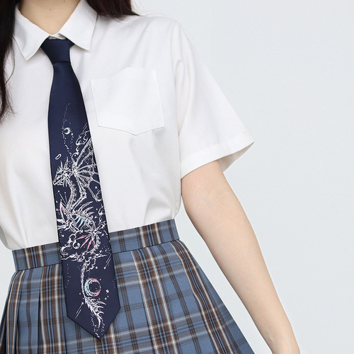 Bone Dragon JK Necktie for Women, Golden Dragon Daywear Necktie for Men, Gift Accessory, Ancient Style Campus Wind Couple's Neckties