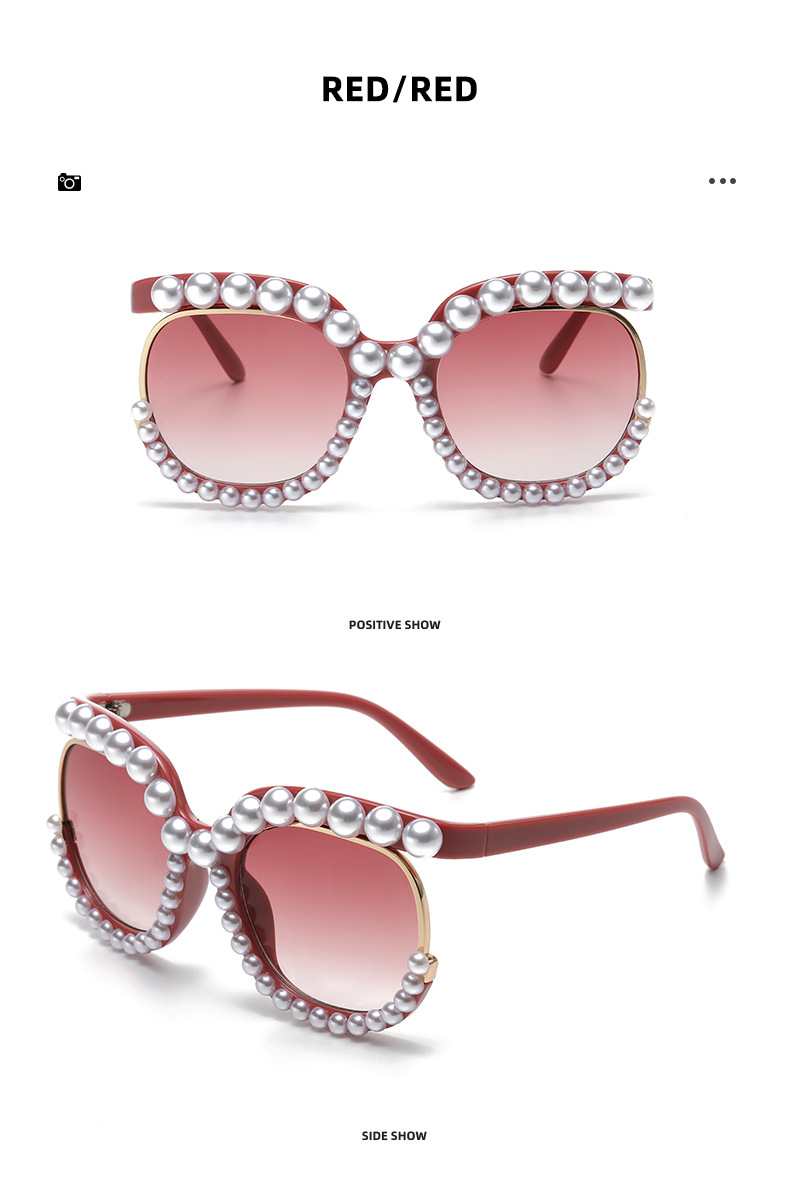 Pearl Pattern Women'S Gender Lady Pearl Pc Oval Frame Full Frame Women's Sunglasses