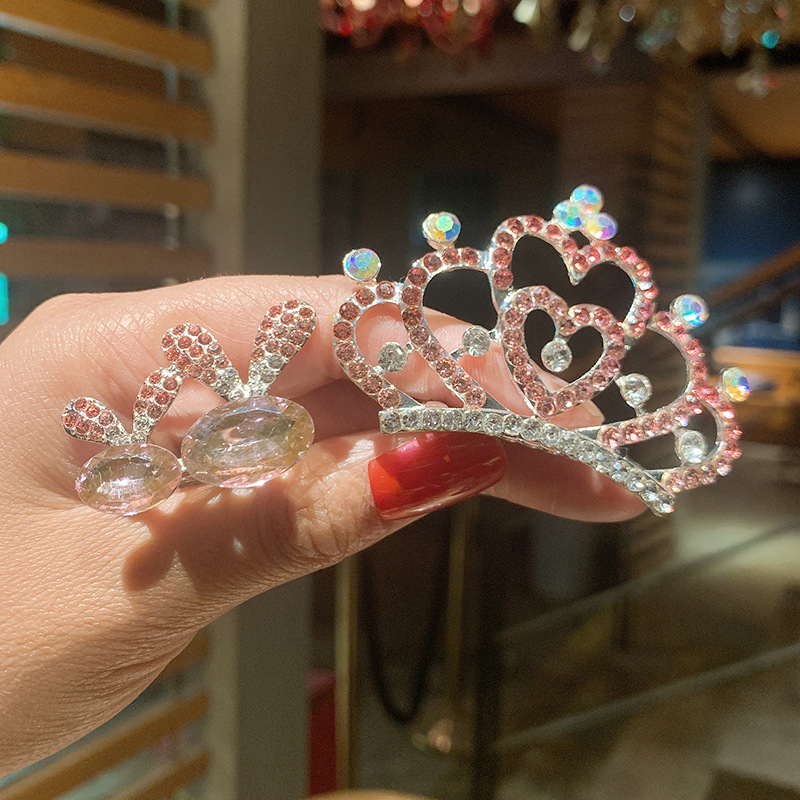 Children's Rhinestone Crown Cute Hairpin display picture 4