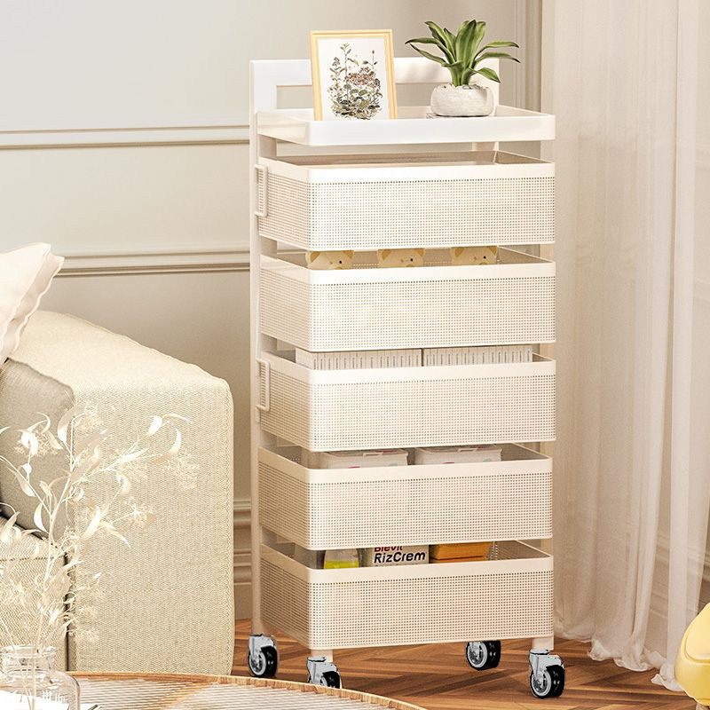 Small Cart Storage Rack, Movable, for Home Use in the Living Room, Stylish, for Snacks, Fruits, Kitchen Vegetables, Floor-Standing Storage Shelf