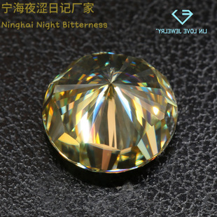 Wholesale Round Golden Mosan Diamond Bare Stone Deep Medium light yellow Diamond Moissanite Ice Flower Cutting Raw Material Color Carved Waist