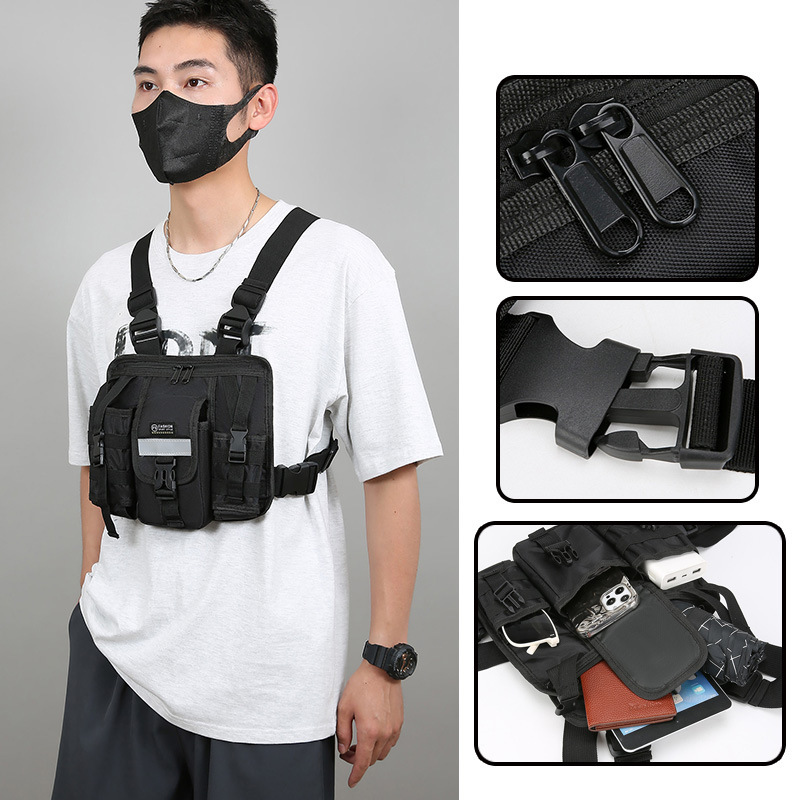 トレンディな戦術的な機能的なベストバッグメンズカジュアルシンプルな大容量作業服チェストバッグマルチポケットパーソナライズされたバックパック|undefined