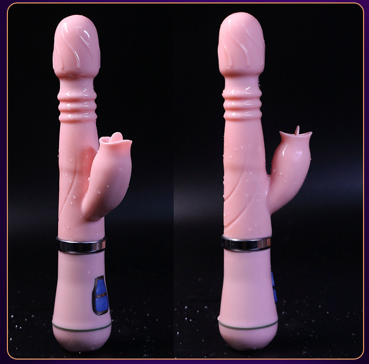 Rechargeable Telescopic Vibrator with Variable Frequency, Liquid Silicone, Pink — detail image 20